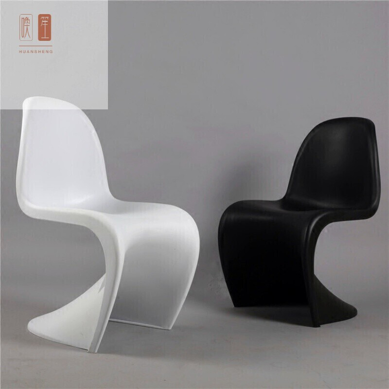 欧式轻奢家具出租屋家具 创意洽谈椅潘东椅潘顿椅型异形塑料椅设计师餐椅酒店餐厅等位椅 白色